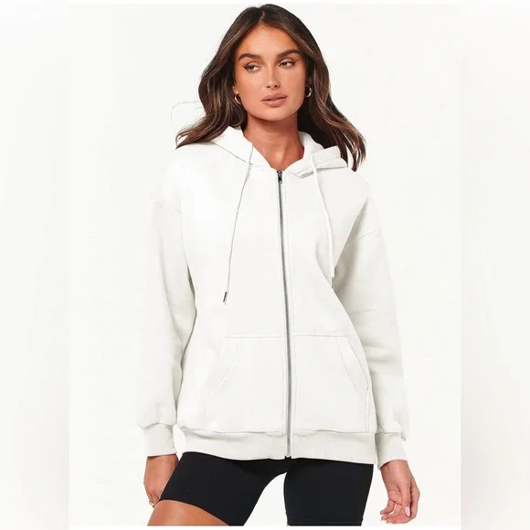 ANRABESS Women's Oversized Zip Up Hoodie Y2K Casual Drawstring Jacket NW… - Picture 8 of 10